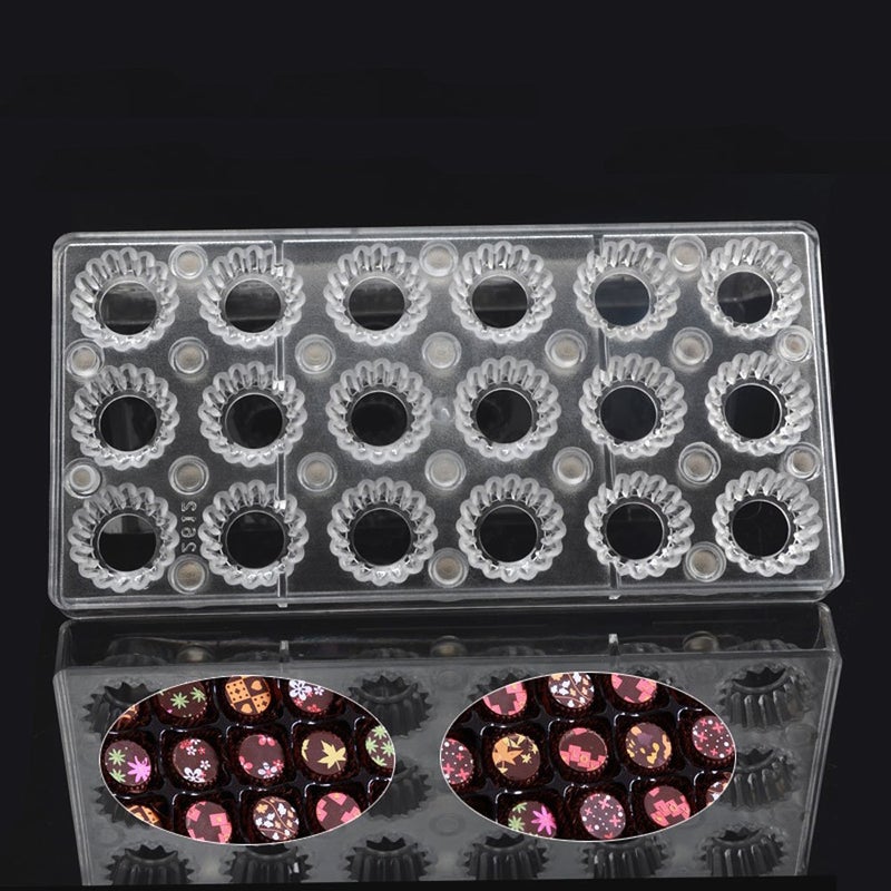 GRAINRAIN Chocolate Transfer Sheet Mold Polycarbonate Chocolate Mold DIY Handmade Chocolate Magnetic Chocolate Mold Candy Mould Drip Shaped (19348) - Image 2